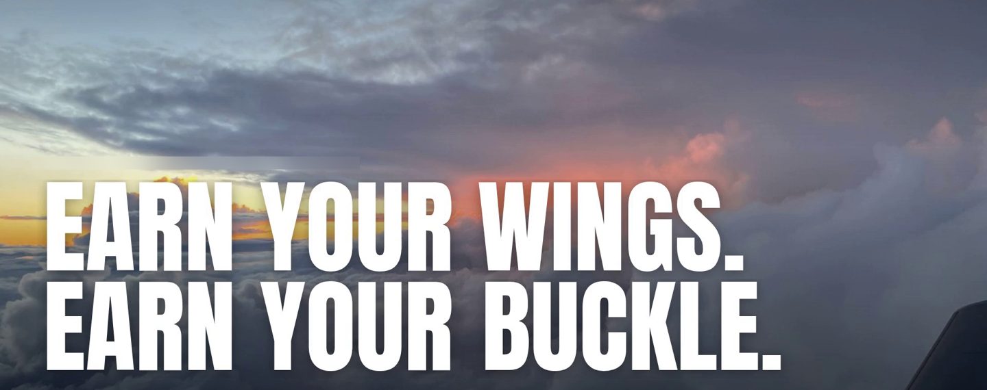 Flight school homepage design with a sunset sky
